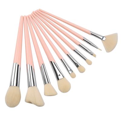 China Angular Blush Cheap Modern Wide Varieties Kit 10 Pcs Shape Oblique Tube Makeup Brush Set For Sale for sale