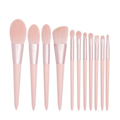 China Angular Blush Custom Logo Various Styles 11 Pcs Macaron Apricot Tip Tail Makeup Cheap Makeup Brush Set With PU Bag For Sale for sale