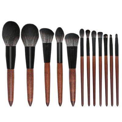 China Hot Sale Logo 12 Pcs Sandalwood Color Sandalwood Color Makeup Brush Set Modern Design Smudge Brush Modern Design Cheap Makeup Brushes for sale