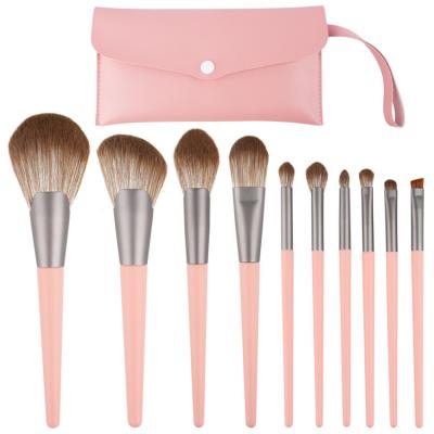 China Angular Blush Wholesale Cheap High Quality Multi Color Makeup Brush With Bag for sale