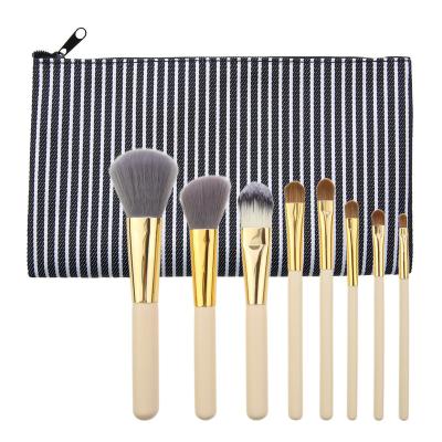 China Luxury Vegan Synthetic Hair Stain Brush Logo Makeup Brush Set Custom Made High Quality With Bag for sale