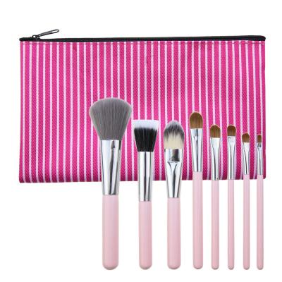 China Spot Brush Pink Makeup Brushes Full Set Cosmetic Application Blending Makeup Brushes 8pcs With Bag for sale