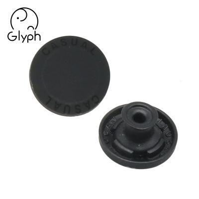 China Sustainable Clothing Accessories Black Flat Leg Engraved Snap Leg Button For Denim for sale