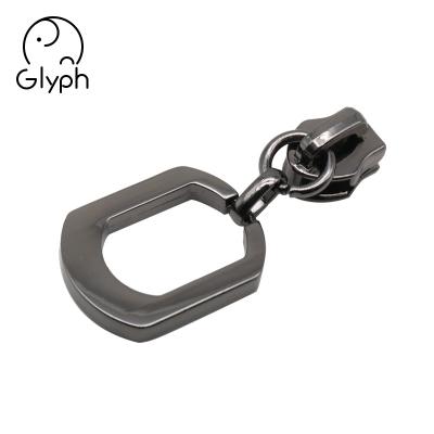 China Custom gunmetal zipper puller metal logo bags hardware nickel free zipper slider for luggage for sale