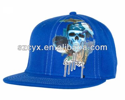 China 2021 COMMON Pirate Reef Guy-Harvey Flat Bill Hat with Pirate Heat Transfer Logo and Contrast Stitching for sale