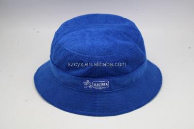 China Checked Cool White Terry Cloth Bucket Hat Terry Towel Bucket Hat for sale