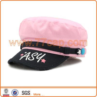 China JOINT Custom Flat Top Logo Printing Lady Fashion Cap Military Hats for sale