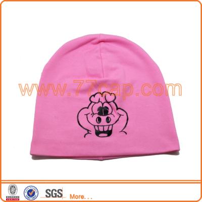 China Funny Novelty Dobby Hot Pink Stretch Cotton Beanie Hat for sale