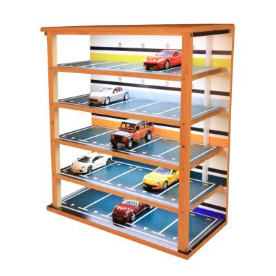 China 1:32 Car Storage Display Case Parking Lot Storage Dust Box Die Casting Model Toy Solid Wood Model Light for sale