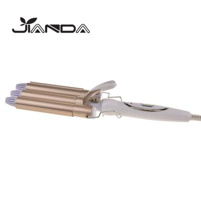 China High Quality ABS/Aluminum Aluminum Gold Mini Hair Curler For Sale 3 Barrels for sale