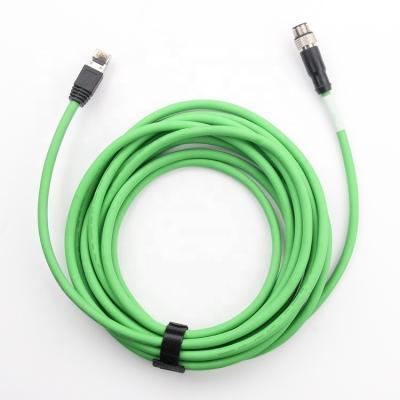 China M12 4 Pin Electronic D-Code to RJ45 Cable Gigabit Cognex Camera Industrial Network Tie Down Shield CAT5 Waterproof Cable for sale