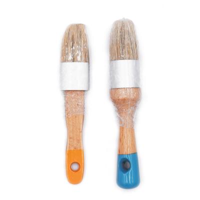 China OEM Environmental Friendly Cleaning/Painting Wooden Handle Round Brush Chalk Wax Head Brush for sale