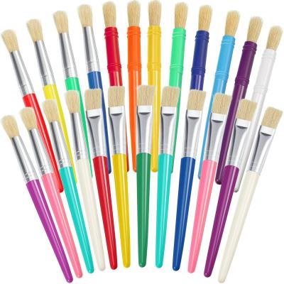 China Kids Paint Brush 8 Pcs Round Handle Kids Paint Brush Plastic Artist Brush Drawing Tools for sale