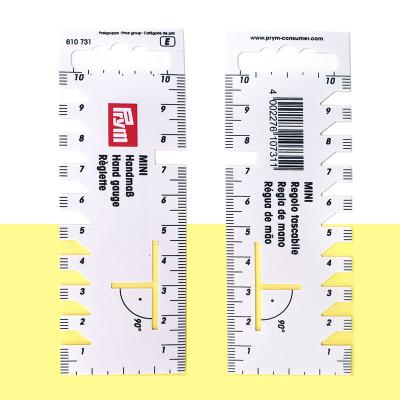 China Stitch length check and help to score 90˚ ° Prym 610731 Mini Scale Ruler Hand Gauge 10cm Cutter Seam Measuring Ruler White Stitching Angles Tool for sale