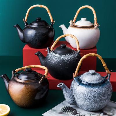 China Durable Stoneware 520ML Japanese Style Kungfu Coffee Teapot Cup Durable Vintage Ceramic Teapot Sets for sale