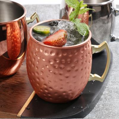 China Business 550ml 1/4 18 oz pcs hammered moscow mule mug beer mug copper plated canecas mugs travel mug for sale