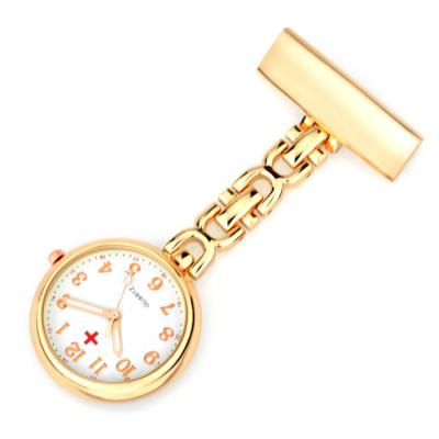 China Water Resistant Fashion Rose Gold /Silver Stainless Steel Doctors FOB Watch Brooch Removable Quartz Round Hanging Pocket Watch For Women Men Nurses for sale