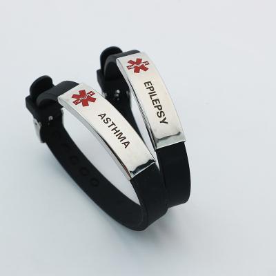 China High quality fashion chenxuan symbol rubber bracelet medical alert identification diabetes star of life bracelet for sale