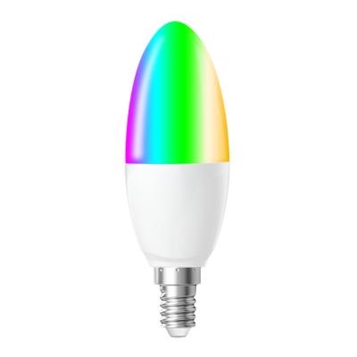 China 2021 Hotel Hot Sale E14 5W RGBW Color Changing Voice Control WiFi LED Candle Lights Smart Led Bulb for sale