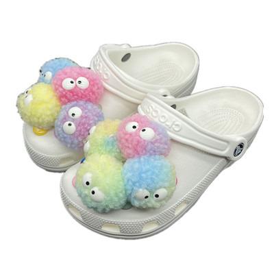 China Luxury Croc Clog Charm Charms DIY Shoe Decorations Cute Plush Ball Clogs Charms Colorful 3D Plush Ball Cartoon Make Your Shoes Unique for sale