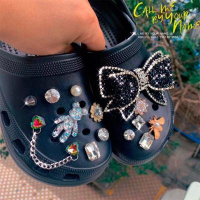 China Luxury Croc Clog Charm Charms DIY Clogs Decoration Designer Shoe Charms for Vitality Crocs Shoe Elegant Princess Style Bowtie for sale