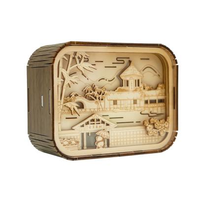 China All Hot Sale Solid Wood Night Light 3D Cavity Relaxing Room Light Handlamps Small Wooden NightLamp For Kids for sale