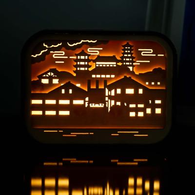 China Night Lights Wholesale Qintrack Luxury Original Design Gifts Business Wooden Night Light for sale