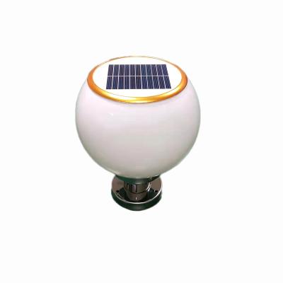 China White Milky Cover Ball Shape Fence Outdoor Lamp IP65 Free Electricity Waterproof Solar LED Pillar Light For Garden for sale