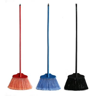 China Item NO.0199 Large Outdoor Cleaning Heavy Duty Plastic Broom, Hard Bristle Outdoor Cleaning Broom With Long Stick, Wooden Handle Plastic Broom for sale