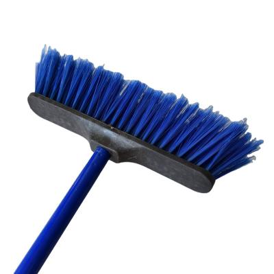 China Home plastic soft broom with long metal stick,PET bristle plastic broom with long handle,wooden handle broom for sale