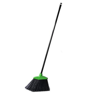 China Long hand black hard bristle, angle plastic broom with long metal stick, hard broom for sale