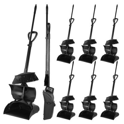 China Double Wheels Easy Cleaning HQ0806 Black Industrial Broom Easy Sweeper And Dustpan Set For Home for sale