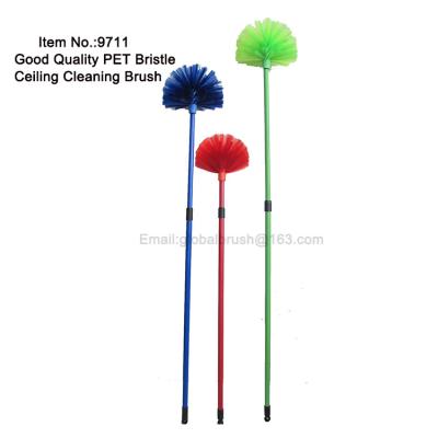 China Viable Item No.9711 Adjustable Long Handle Plastic Cobweb Broom, Bowl Ceiling Brush for sale