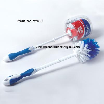 China HQ2130 Sturdy And Flexible Bristles With Puff Packing Plastic Round Head Toilet Brush for sale