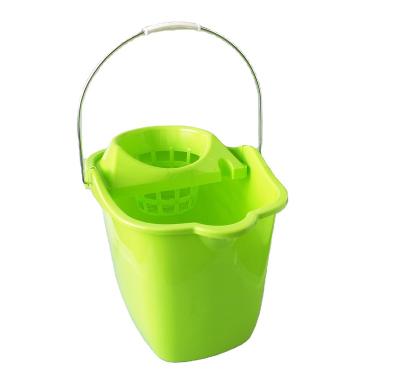 China Item No.2330N 15L Sustainable Plastic Mop Squeeze Bucket With Metal Handle, 15L Mop Cleaning Wringer Bucket for sale