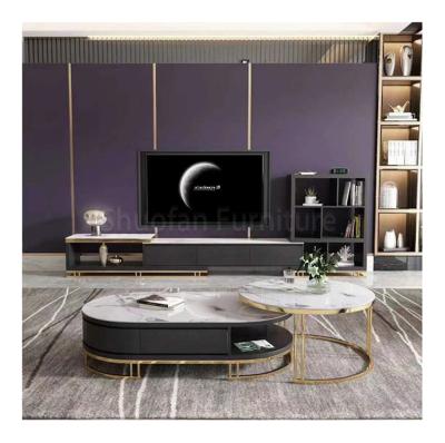 China Modern Wooden Furniture Sofa Set Designs Living Room Office Building Marble Storage TV Stand Cabinets for sale