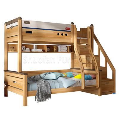 China Factory wholesale modern classic design primary color solid wood bunk bed with desk for kids for sale