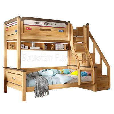 China Factory Wholesale Modern Classic Wooden Bunk Bed Kids Room 1.2m Width Bed With Ladder Cabinet for sale