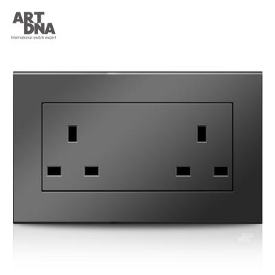 China 220v 13A 3x6 Twin BS English Wall Socket Residential / Multipurpose Metal Panel for sale