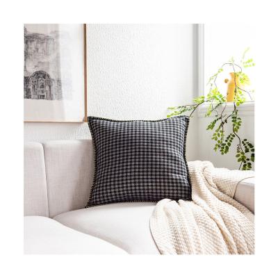 China Good Quality PORTABLE Hot Selling Two-sides Cushion Cover Check Pattern Small Sofa Pillow Cases Cushions For Home Decor for sale