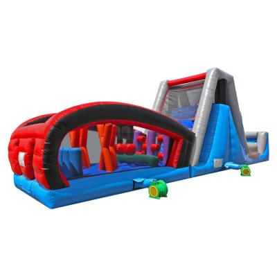 China 24m Long Biggest Adults Interactive Inflatable Obstacle Course Eco - Friendly With Big Slide From China Guangzhou Inflatable Factory for sale