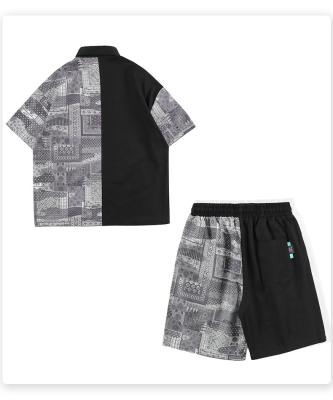 China Custom LOGO Printing Men Breathable Shirts And Shorts Cotton Mens Shorts Set Men Summer Two Piece Sets Casual for sale