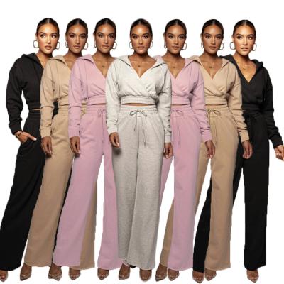 China Anti-pilling Ready To Ship Notched Collar Design Women Two Piece Pants Sets Fashion Comfortable Trending Women's Clothing 2021 for sale