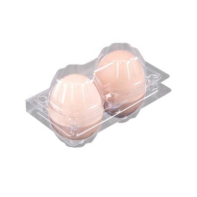 China PVC/PET 2 Holes Recyclable Transparent Clear Cells Plastic Egg Tray Cartons for sale