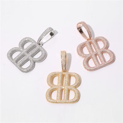 China 2021 High Quality Double Sided Zircon Hip Hop Jewelry Pendant From Hiphop Miami B for sale