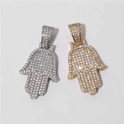 China Stylish Hiphop Charm Encrusted Full Zircon Diamond Palm Hip Hop Jewelry Pendant for sale