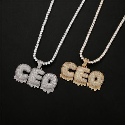 China Hiphop Chian Hip Hop Jewelry A-Z Single White Color Drop Bubble Letters Pendant Necklaces & Pendants For Women Men Gold Color Cubic Zircon Hip Hop Jewelry Christmas Gift for sale