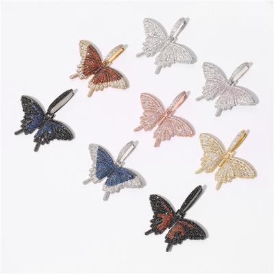 China Beautiful Hiphop Butterfly Colored Shiny Zircon Hip Hop Pendant for sale