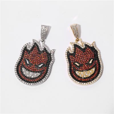 China Colorful Shiny Hiphop Zircon Fire Inflammation Iced Out Hip Hop Pendant Jewelry for sale