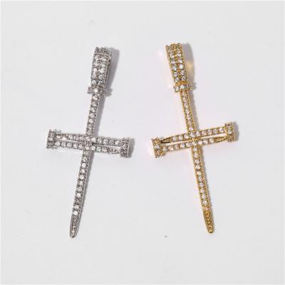 China Hiphop 2022 European and American pop zircon hip hop cross pendant for sale